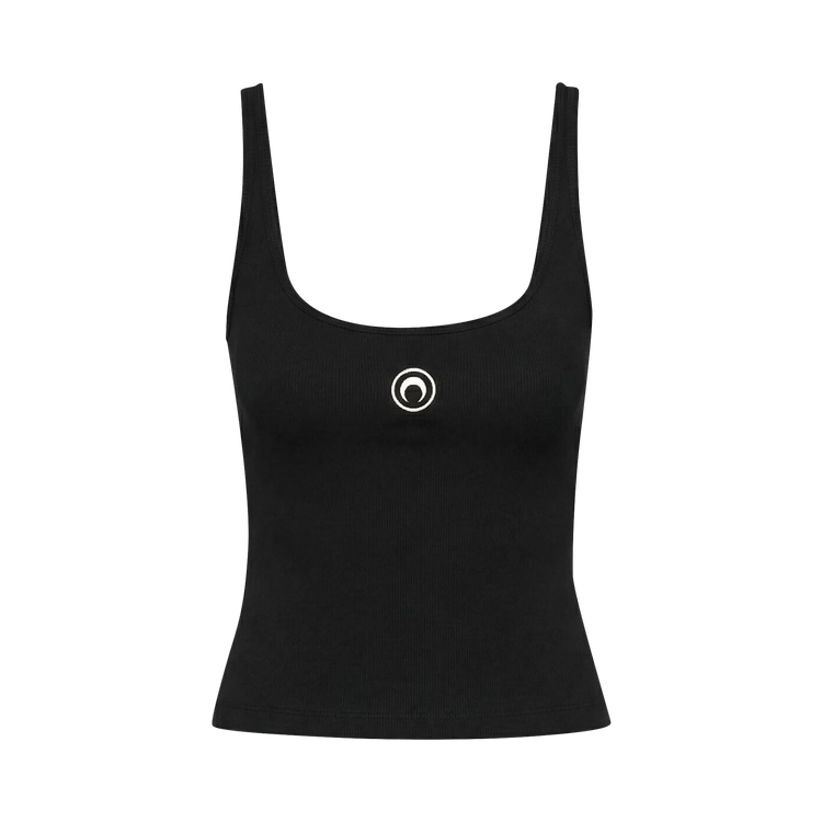 Marine Serre Moon Logo Ribbed Crop Tank Top "Black"
