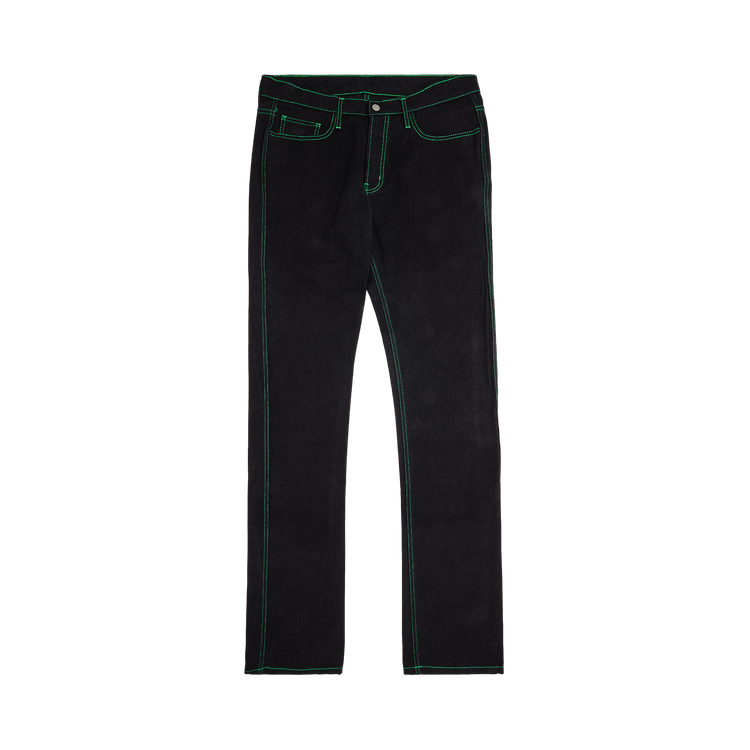 Vlone Green Contrast Stitch Denim Jeans "Black"