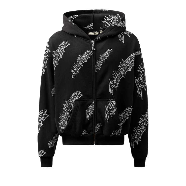 Hellstar Roll Print Graffiti Zip Up Hoodie "Black"
