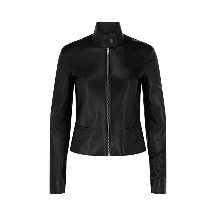 Ferragamo Leather Biker Jacket "Black"