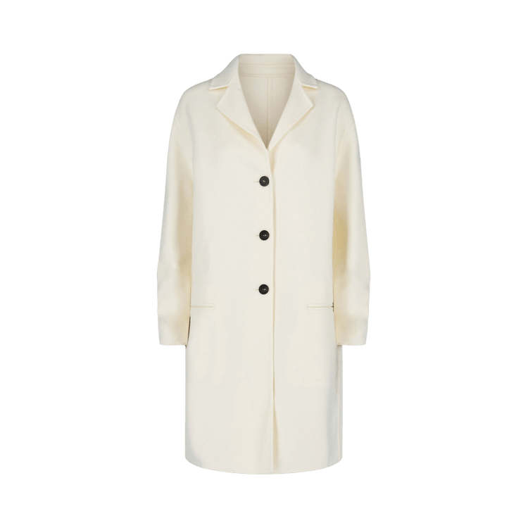 Ferragamo Wool-Blend Lapel Coat "White"