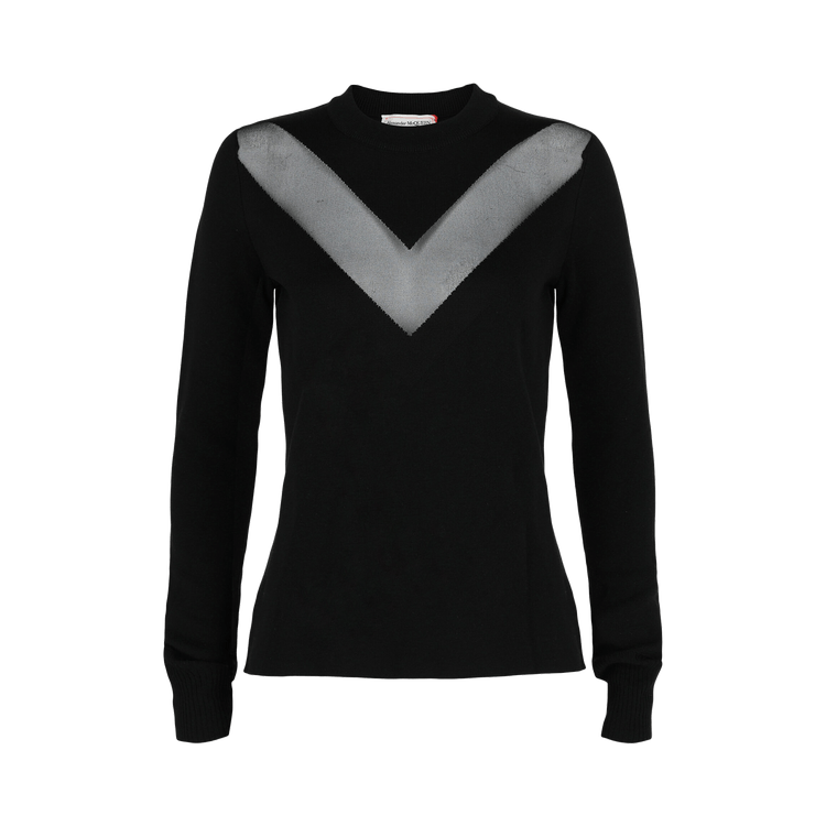 Alexander McQueen Sheer-Paneled Sweater "Black"