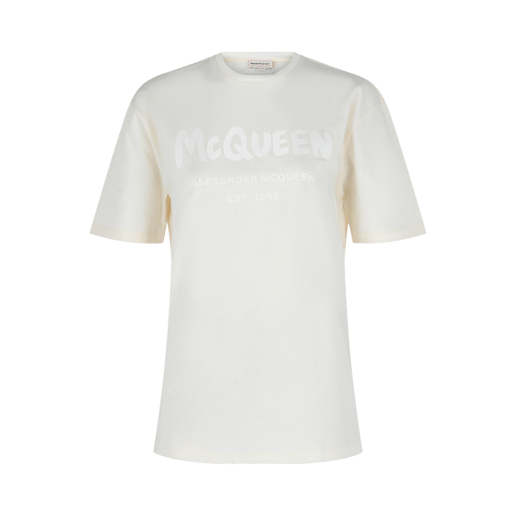 Alexander McQueen Graffiti Logo Cotton T-Shirt "White"