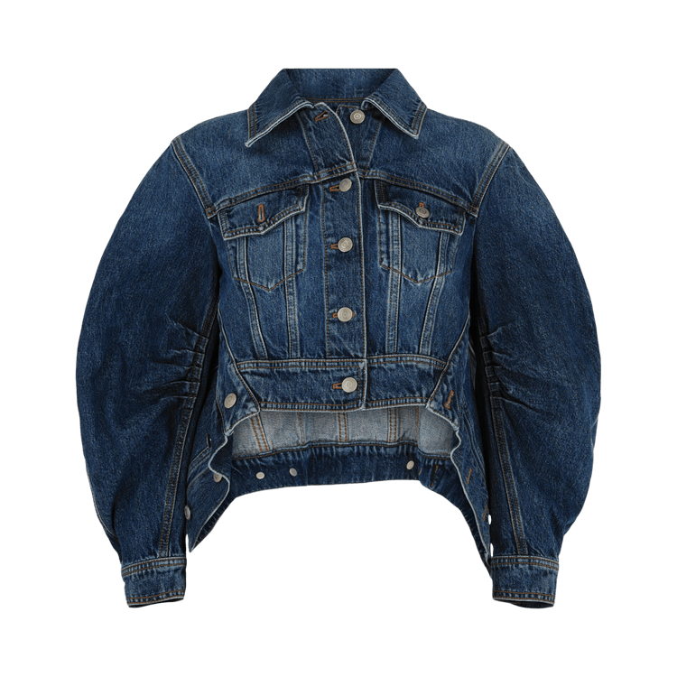 Alexander McQueen Cropped Cocoon Sleeve Denim Jacket "Blue"