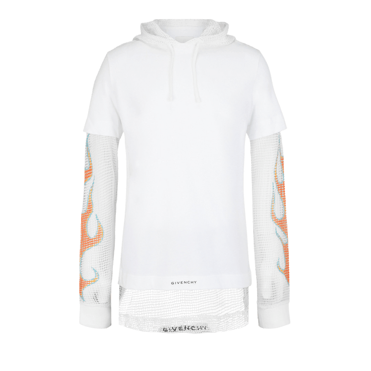 Givenchy Overlapped Hooded T-Shirt In Cotton/Mesh "White"
