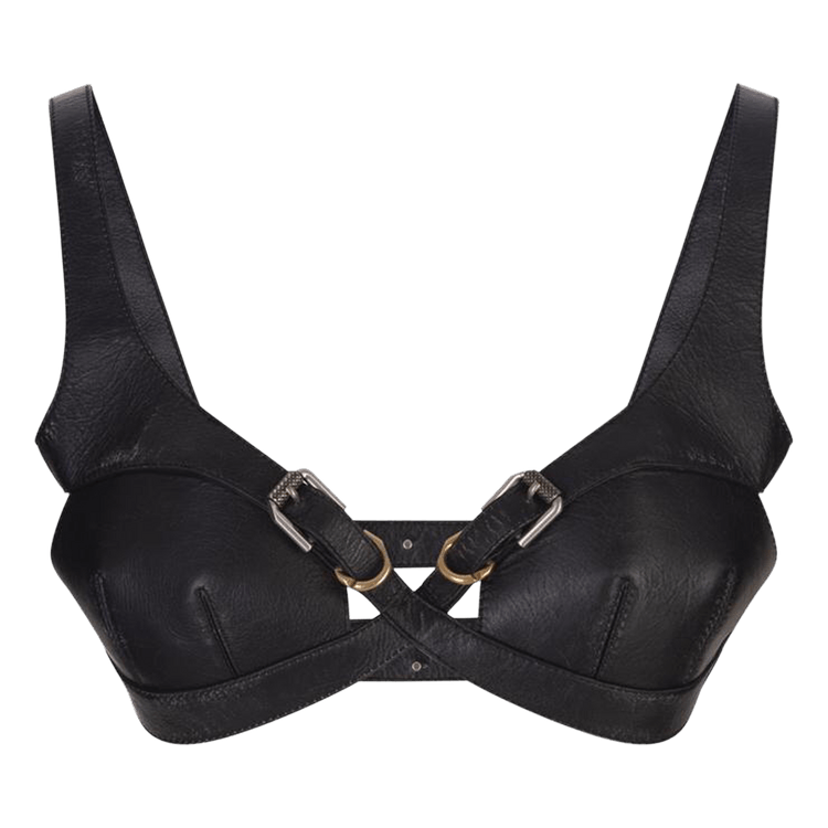 Givenchy Crisscross Leather Top "Faded Black"