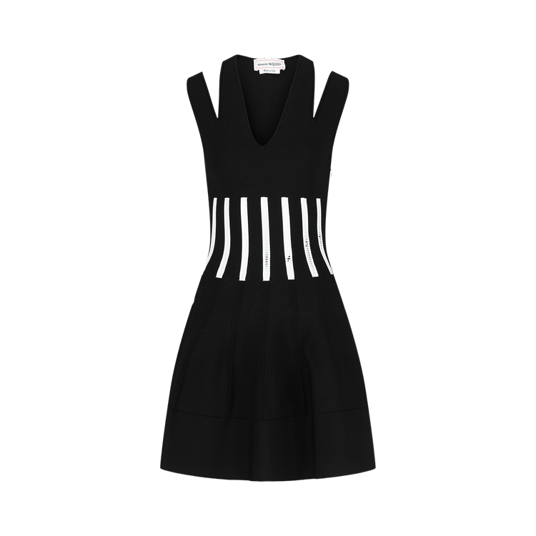 Alexander McQueen Cutout Shoulder Corset Mini Dress "Black/White"