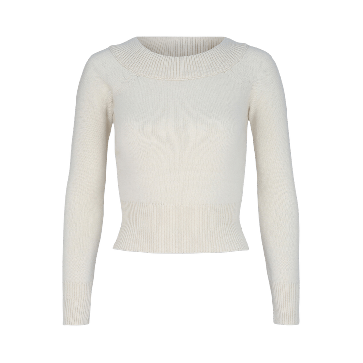 Alexander McQueen Off The Shoulder Cashmere Blend Sweater "Ivory"