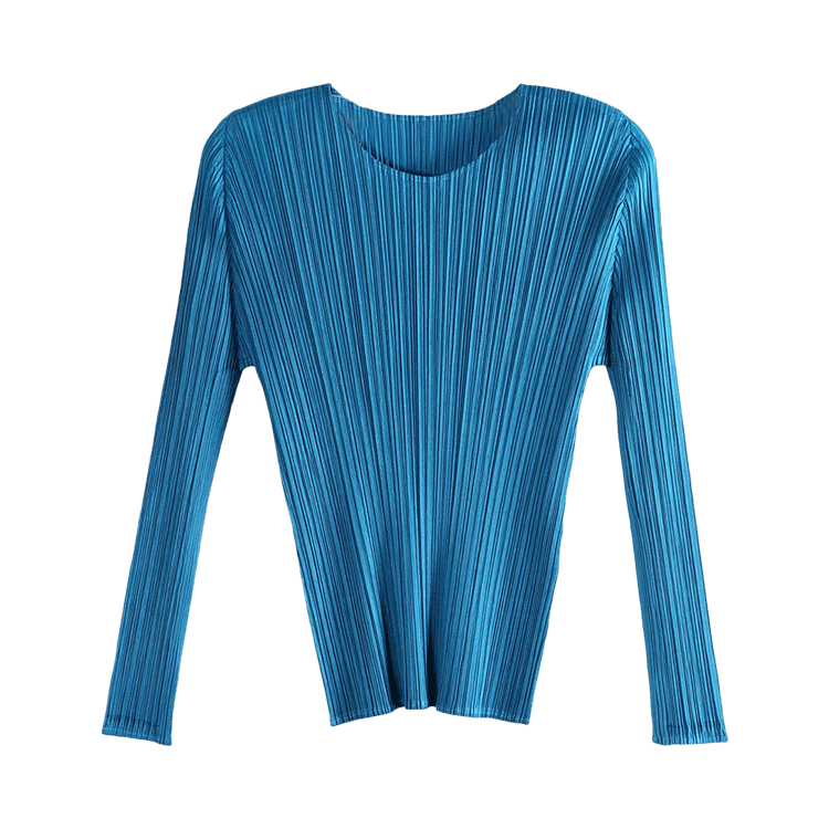 Pleats Please Issey Miyake February Crew Neck Shirt "Deep Blue"