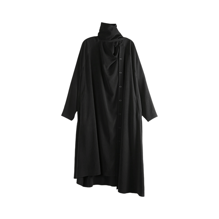 Yohji Yamamoto Stole Detail Draped Dress "Black"