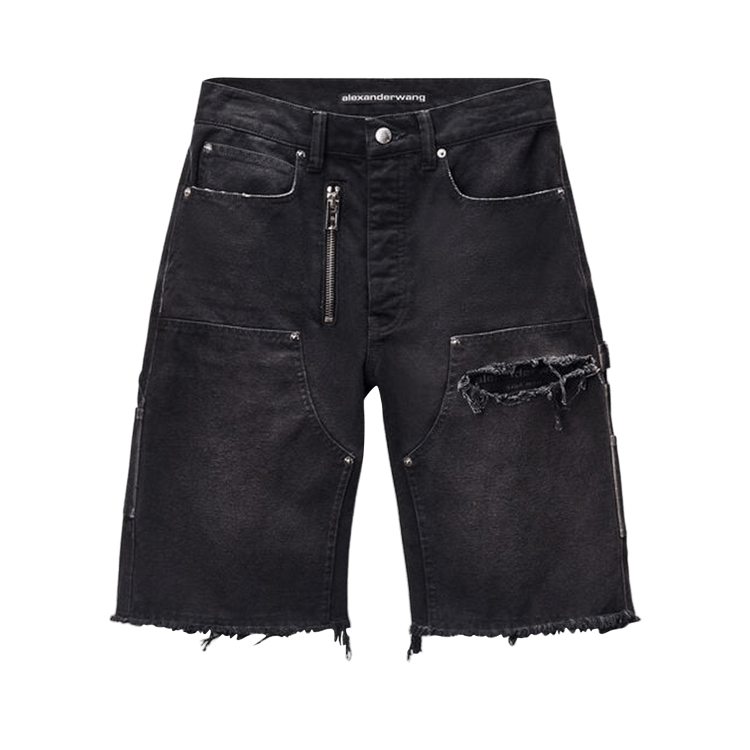 Alexander Wang Zip Mid-Rise Carpenter Shorts "Vintage Black"