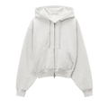 Alexander Wang Zip-Up Hoodie W/ Rhinestone Drawcord "Light Heather Grey"