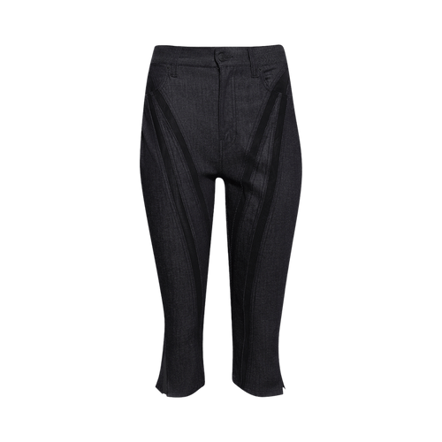 Mugler Capri Denim Cropped Pants "Raw Blue/Black"