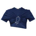 Christopher Esber Paisley Ruched Crop Tee "Yves Blue"