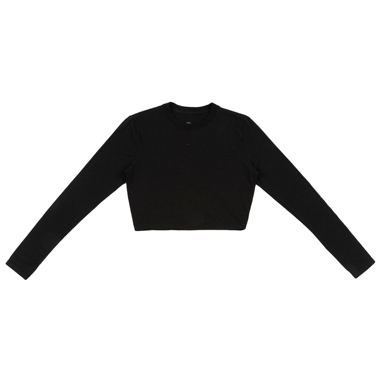 Nike NSW Chill Knit Slim Long-Sleeve Cropped Top "Black"