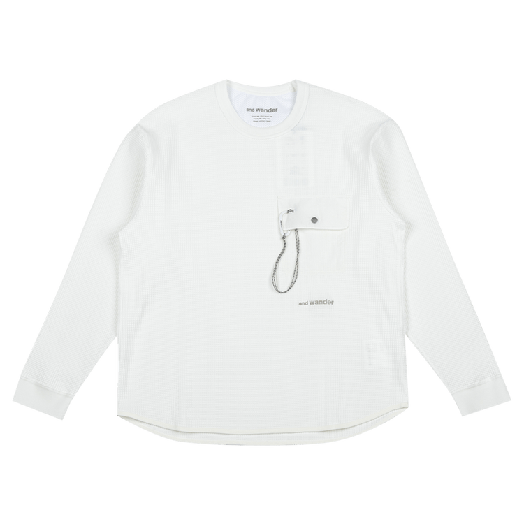 And Wander PE Waffle Long-Sleeve Tee "White"