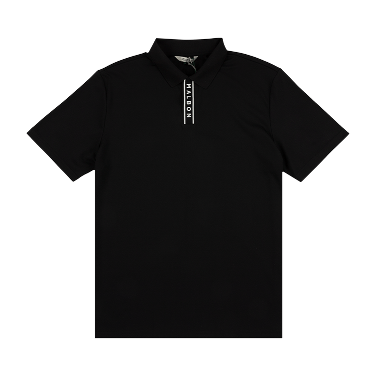 Malbon Evergreen Block Placket Polo "Black"