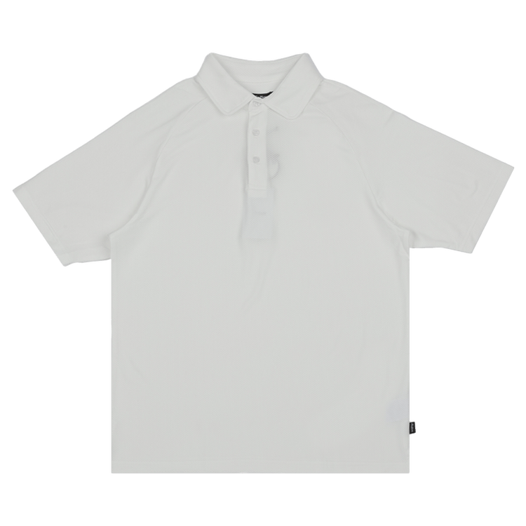 Malbon Evergreen Raglan Sleeve Mesh Polo "White"