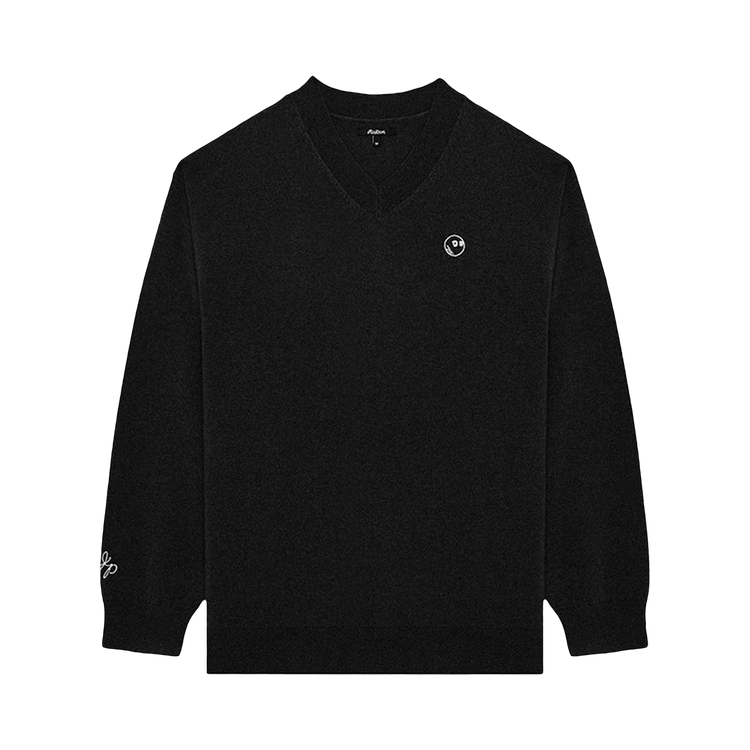 Malbon Jesper Parnevik V Neck Merino Wool Sweater "Black"