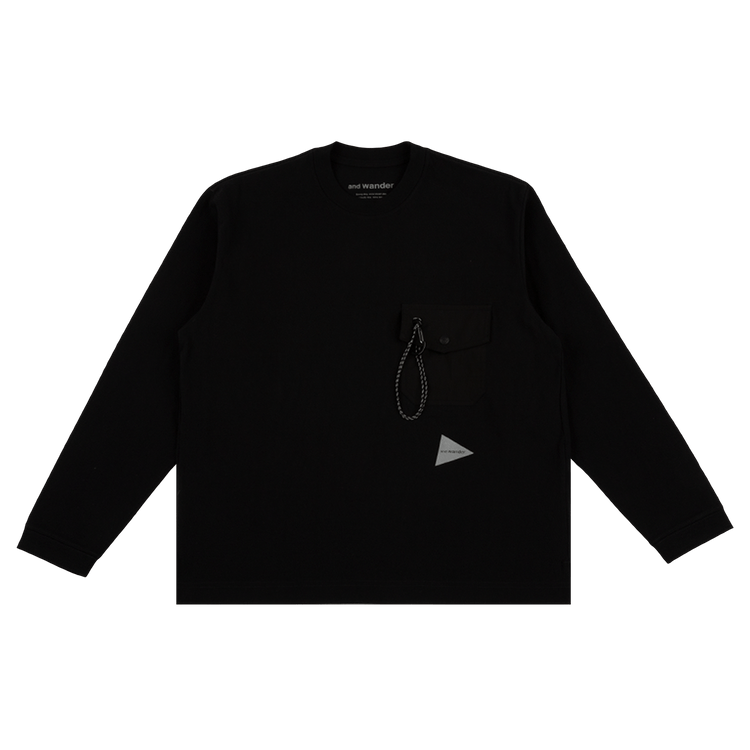 And Wander Heavy Cotton Pocket Long-Sleeve Tee "Black"