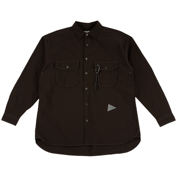 And Wander Cordura Typewriter Long-Sleeve Shirt "Dark Brown"