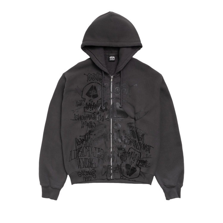 Stussy Skulls Zip Hoodie Pigment Dyed "Faded Black"