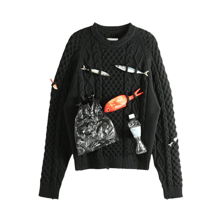 Doublet Caught In The Cable Fisherman Knit "Black"