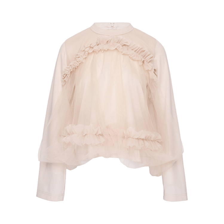 Comme des Garçons Noir Sheer Ruffle Trim T-Shirt "Beige"