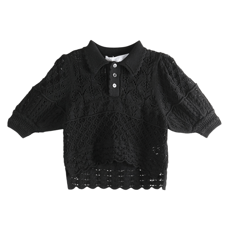 Tao Comme des Garçons Cropped Openwork Sweater "Black"
