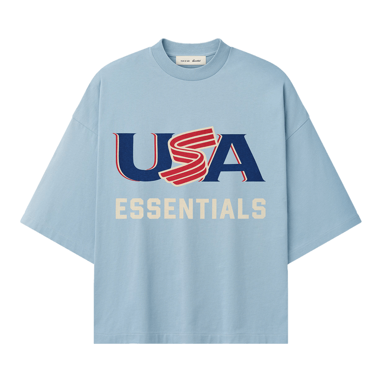 Fear of God Essentials USA Merch Tee "Stone Blue"