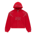 Sp5der Rhinestone Web Zip Hoodie "Red"