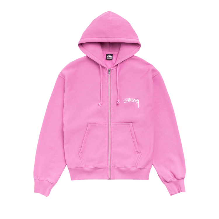 Stussy Stack Zip Hoodie Pigment Dyed "Pink"