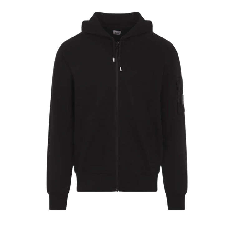 C.P. Company Light Fleece Zip Hooded Lens Sweatshirt "Black"