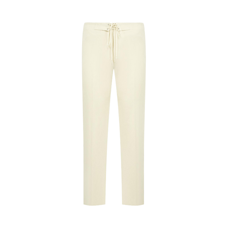 Auralee Wool Cotton Linen Ox Drawstring Pants "Lime Beige"