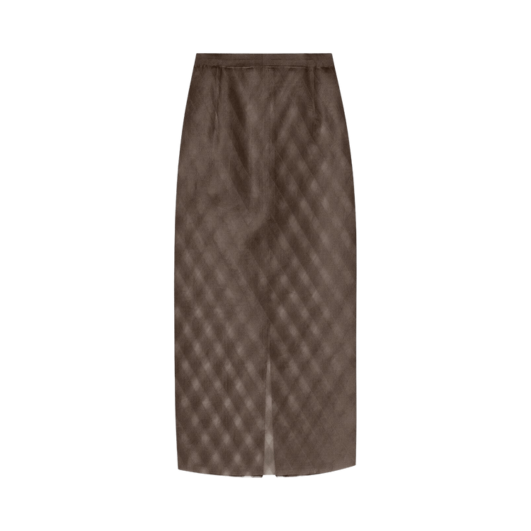 Auralee Sheer Silk Cotton Cut Jacquard Pencil Skirt "Dark Brown"