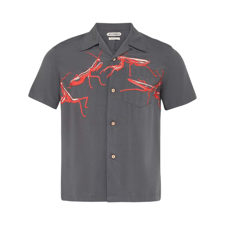 JW Anderson Short-Sleeve Camp Collar Shirt "Steel"