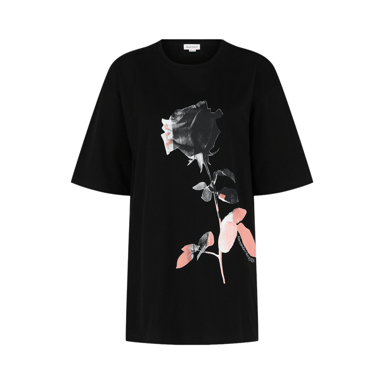 Alexander McQueen Rose Print Graphic T-Shirt "Black"