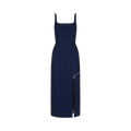 Alexander McQueen Zip Slash Midi Dress "Black/Ultramarine"