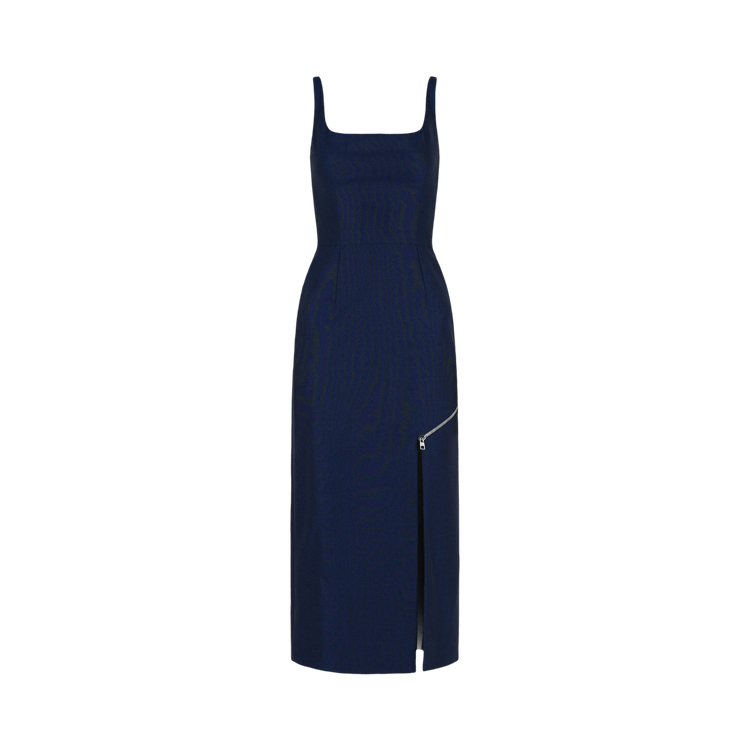 Alexander McQueen Zip Slash Midi Dress "Black/Ultramarine"