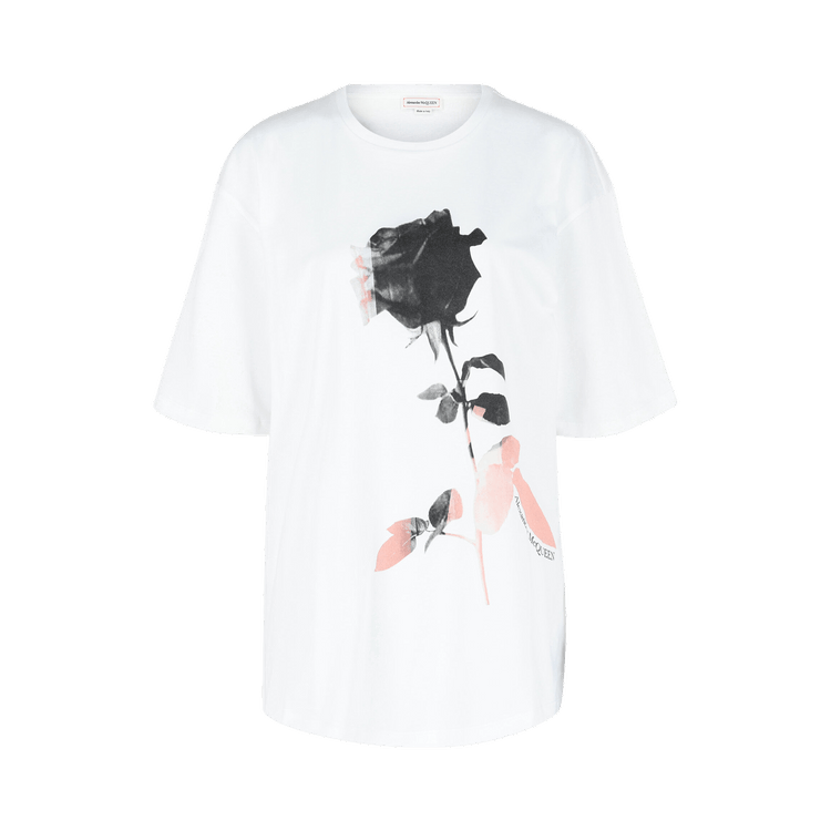 Alexander McQueen Rose Print Graphic T-Shirt "White"