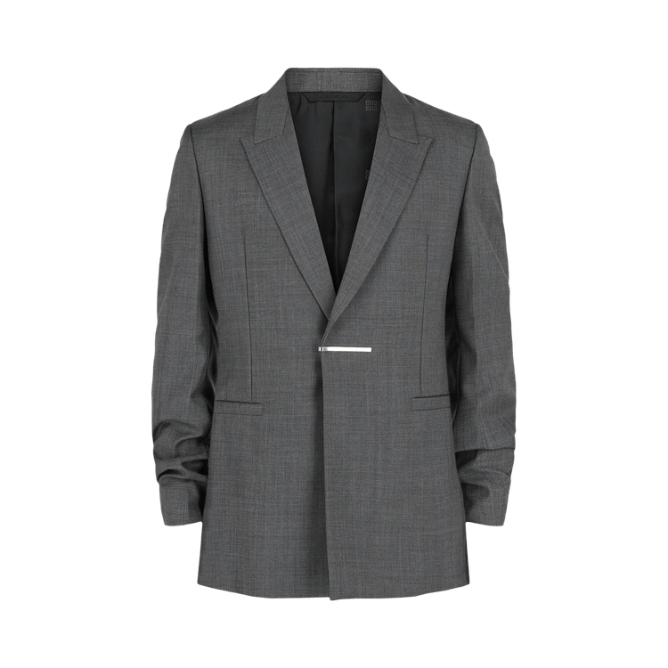 Givenchy Slim-Fit Metal Bar Structured Blazer "Medium Grey"
