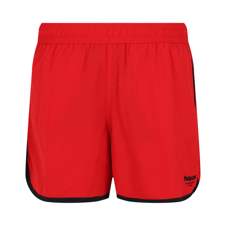 Alexander McQueen Logo Board Shorts "Red/Black"