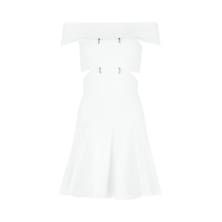 Alexander McQueen Off-The-Shoulder Sliced Mini Dress "Optic White"