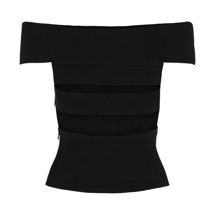 Alexander McQueen Sliced Off-The-Shoulder Top "Black"