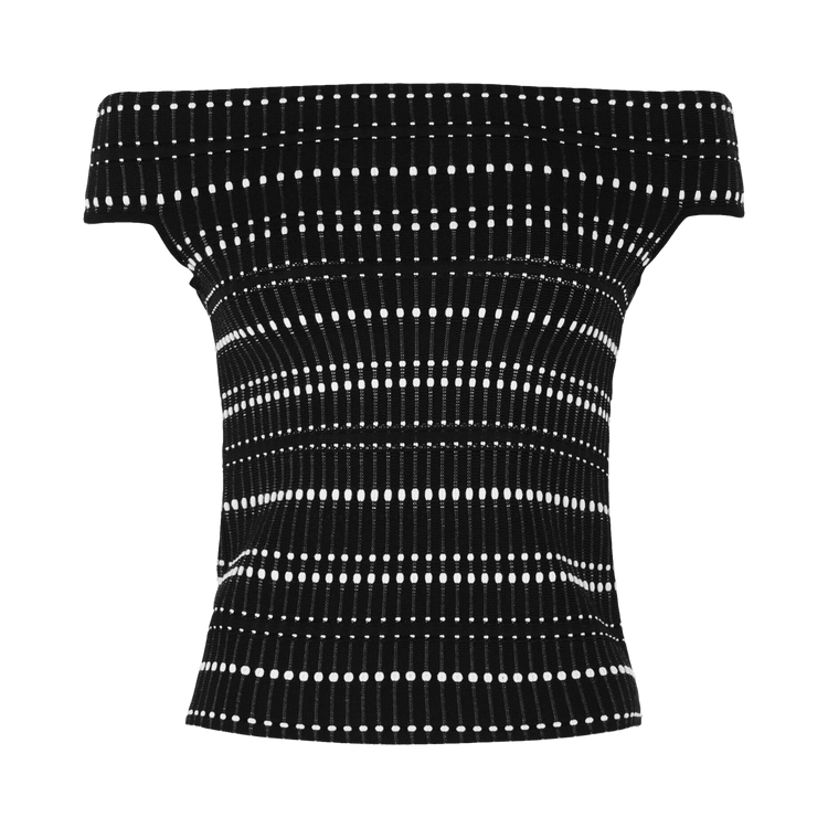 Alexander McQueen Off-The-Shoulder Stitch Dot Crop Top "Black/White"