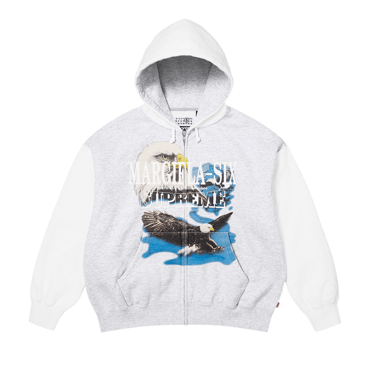 Supreme x MM6 Maison Margiela Eagle Zip Up Hooded Sweatshirt "Ash Grey"