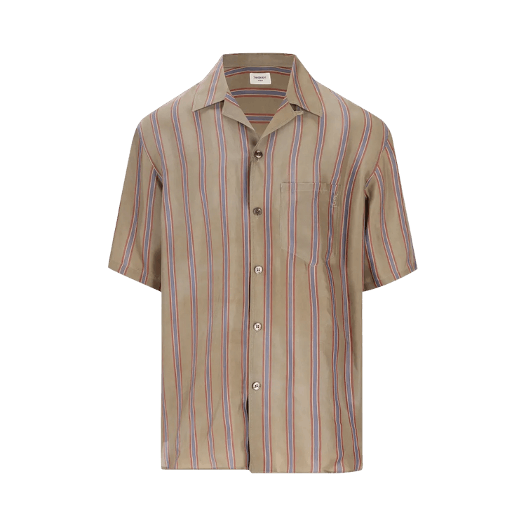 Saint Laurent Chemise Boxy Shirt "Taupe/Bleu/Rouge"