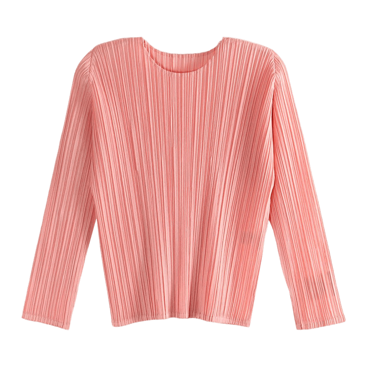 Pleats Please Issey Miyake Ramie Pleats Shirt "Coral Pink"