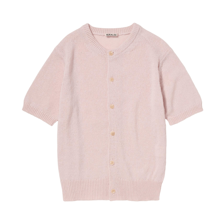 Auralee Summer Cashmere Knit Half Sleeved Cardigan "Light Pink"