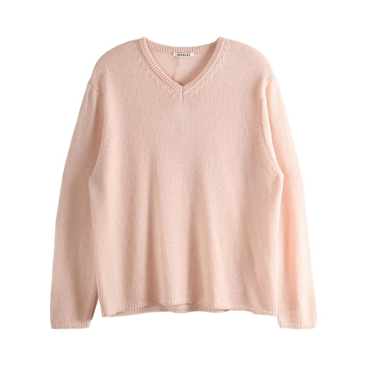 Auralee Summer Cashmere Knit V-Neck Pullover "Light Pink"